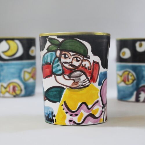 Bicchiere Pesca con la Lampara